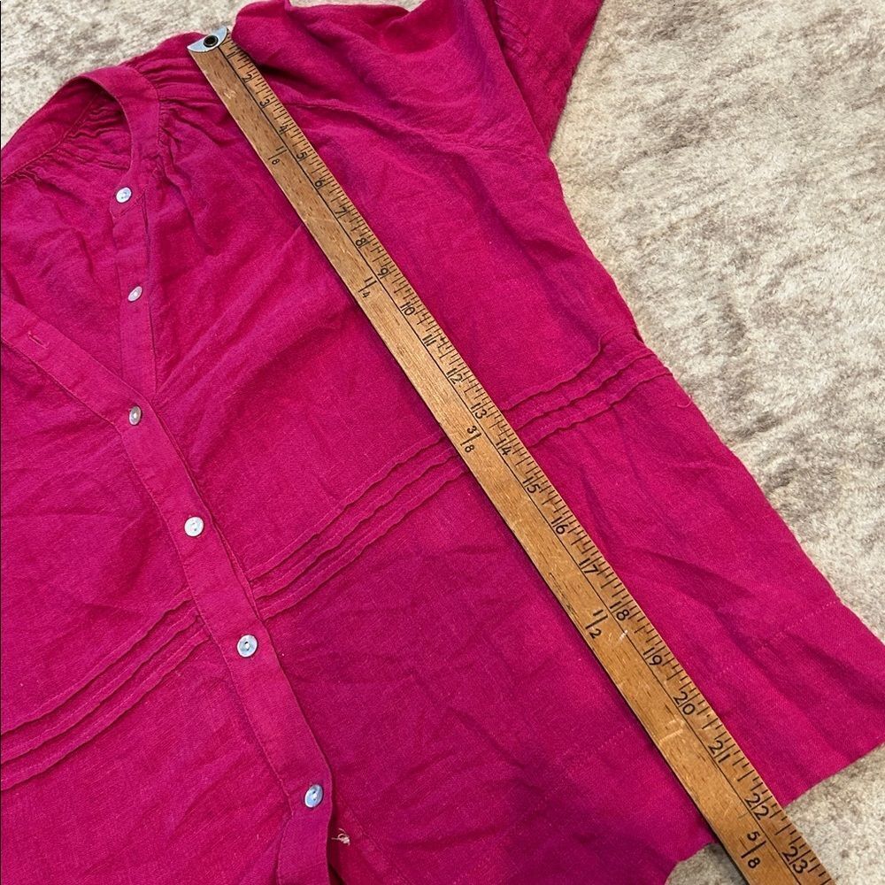 Rails Frances Linen Blend Button-U p Women's Pink Button-Up Top Medium - Picture 6 of 7